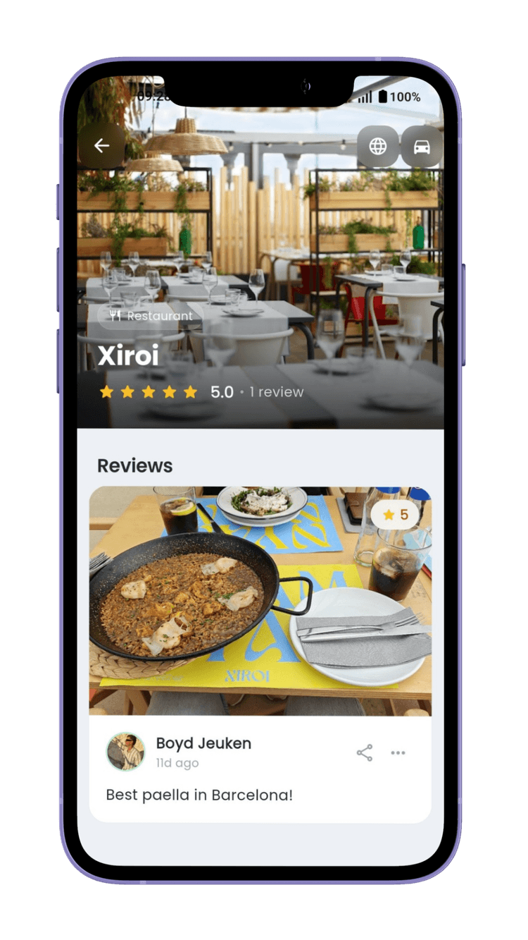 VayBly app - discover places through friends