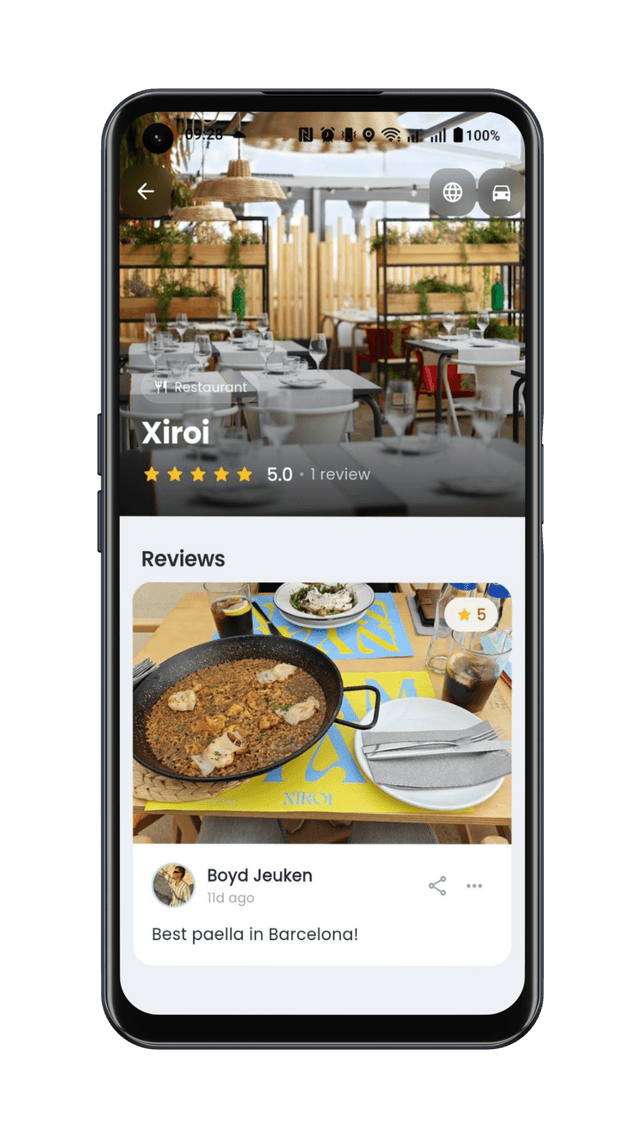 VayBly on Android showing place details